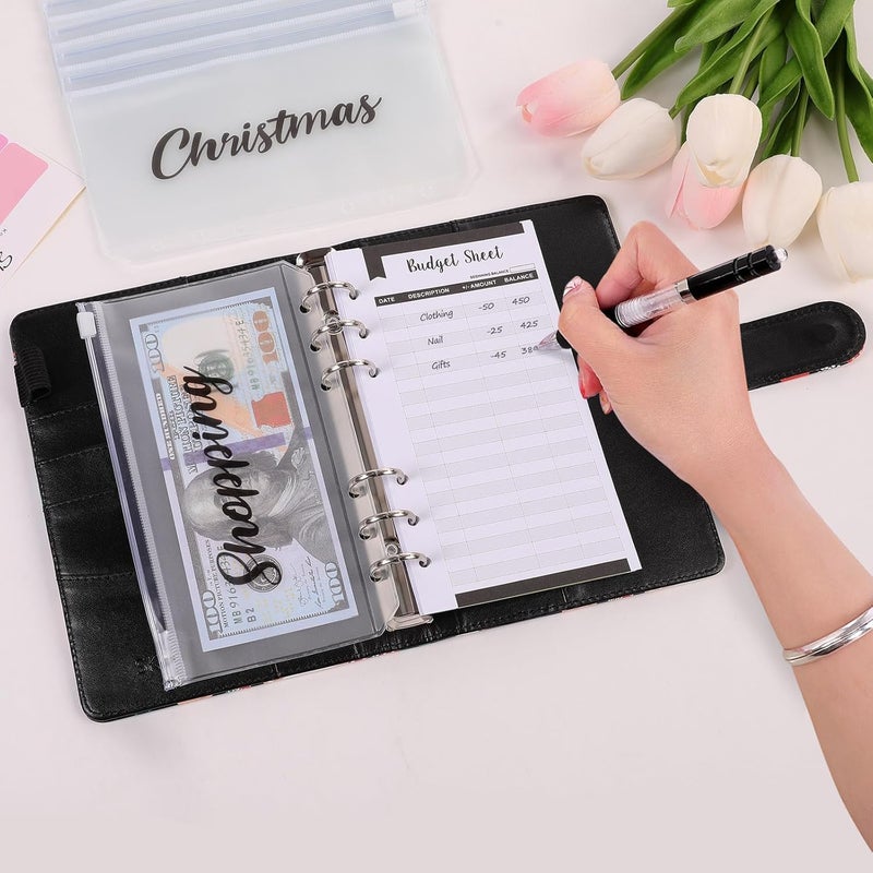 Skydue Budget Binder with 8Pcs Cash Envelopes, 12Pcs Expense Budget Sheets, 2Pcs Challenge Trackers, and Category Labels - Budget Binder & Challenges Book Combo for Saving Money - Image 2